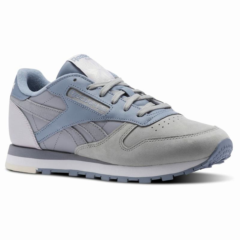 Reebok Classic Leather Pm Tenisky Damske - Siva/Modre PZ1201QN